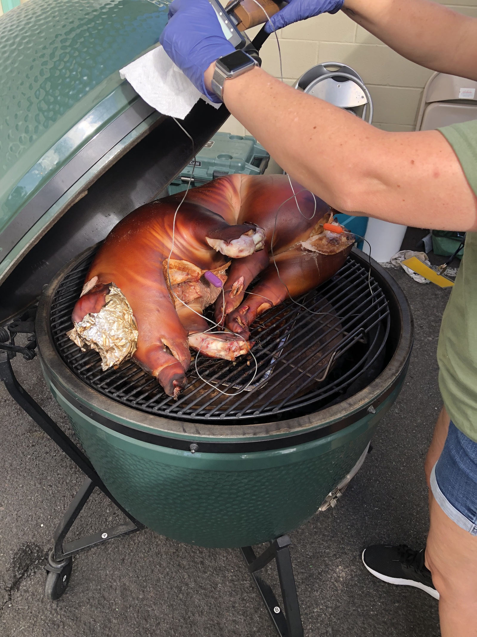Whole hog on the Big Green Egg